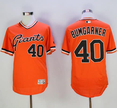 Giants #40 Madison Bumgarner Orange Flexbase Authentic Collection Cooperstown Stitched Jerseys