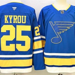 St. Louis Blues #25 Jordan Kyrou Blue 2025 Stitched Jersey