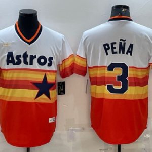 Houston Astros #3 Jeremy Pena Orange Rainbow Cool Base Stitched Jersey