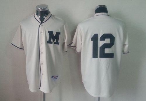 Brewers #12 Martin Maldonado Cream 1913 Turn Back The Clock Stitched Jersey