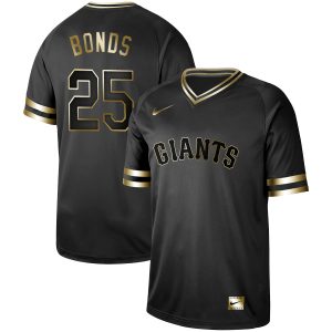 San Francisco Giants #25 Barry Bonds Black Gold Stitched Jersey