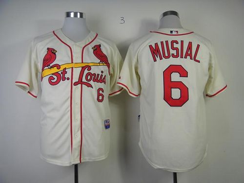 Cardinals #6 Stan Musial Cream Alternate Cool Base Stitched Jersey