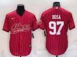 San Francisco 49ers #97 Nick Bosa Red With Patch Cool Base Stitched Baseball Jersey