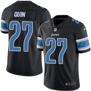 Lions #27 Glover Quin Black Stitched Limited Rush Nike Jersey