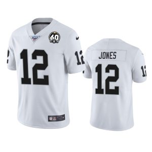 Raiders #12 Zay Jones White 100th Season With 60 Patch Vapor Limited Stitched Jersey
