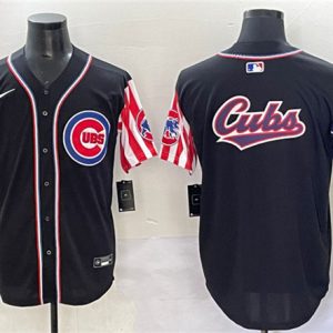 Chicago Cubs Team Big Logo Black 2025 Independence Day Vapor Premier Limited Stitched Jersey