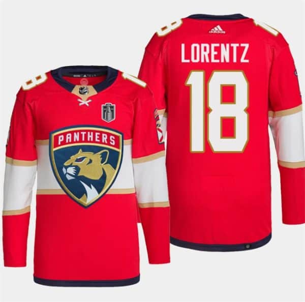 Florida Panthers #18 Steven Lorentz Red 2024 Stanley Cup Final Patch Stitched Jersey