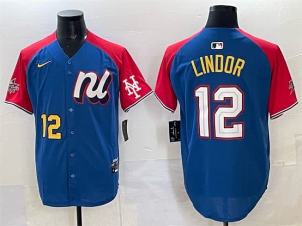 National League #12 Francisco Lindor Blue Red Alternate 2025 All-Star Edition Limited Stitched Jersey