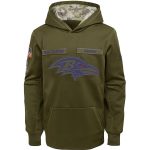 Youth Baltimore Ravens Olive Salute To Service Pullover Performance NFL Hoodie