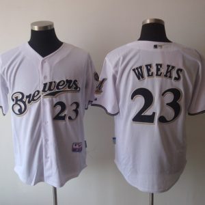 Brewers #23 Rickie Weeks Stitched White Jersey