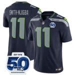 Seattle Seahawks #11 Jaxon Smith-Njigba Navy 2025 F.U.S.E. 50th Anniversary Patch Vapor Limited Football Stitched Jersey