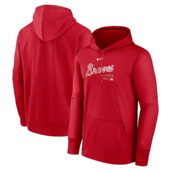 Atlanta Braves Red Collection Practice Performance Pullover Hoodie