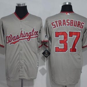 Nationals #37 Stephen Strasburg Grey New Cool Base Stitched Jersey