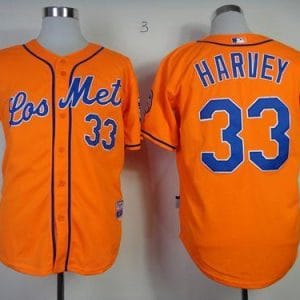 Mets #33 Matt Harvey Orange Los Mets Cool Base Stitched Jersey