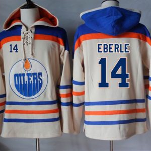 Oilers #14 Jordan Eberle Cream Sawyer Hooded Sweatshirt Stitched Jersey