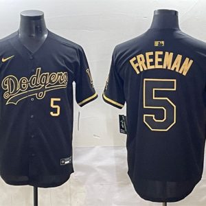 Los Angeles Dodgers #5 Freddie Freeman Black Gold Limited Stitched Jersey