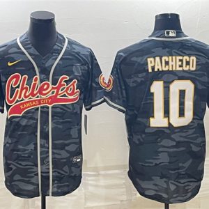 Kansas City Chiefs #10 Isiah Pacheco Gray Camo With Patch Cool Base Stitched Jersey
