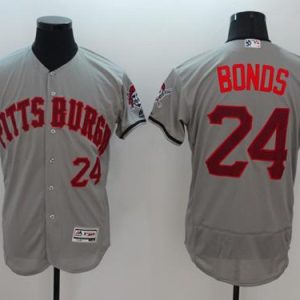 Pirates #24 Barry Bonds Grey Fashion Stars Stripes Flexbase Authentic Stitched Jersey
