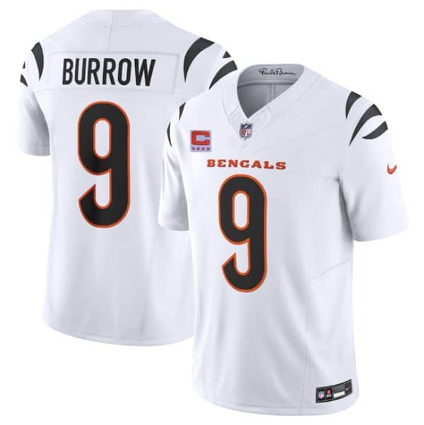 Cincinnati Bengals #9 Joe Burrow White 2025 F.U.S.E. With 4-Star C Patch Vapor Untouchable Limited Stitched Jersey