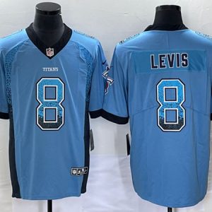 Tennessee Titans #8 Will Levis Blue Drift Fashion Color Rush Limited Stitched Jersey