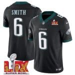 Philadelphia Eagles #6 DeVonta Smith Black 2025 Super Bowl LIX Patch Vapor Untouchable Limited Stitched Jersey