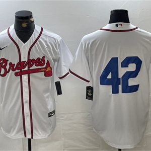 Atlanta Braves #42 Jackie Robinson White Cool Base Stitched Jersey
