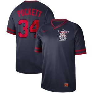 Minnesota Twins #34 Kirby Puckett Navy Cooperstown Collection Legend Stitched Jersey