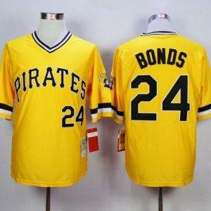 Mitchell And Ness Pirates #24 Barry Bonds Yellow Throwback Stitched Jersey