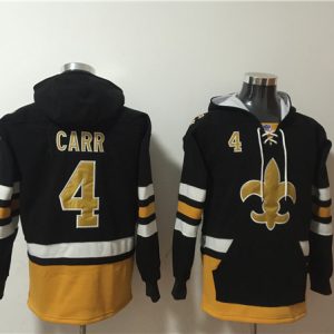 New Orleans Saints #4 Derek Carr Black Ageless Must-Have Lace-Up Pullover Hoodie