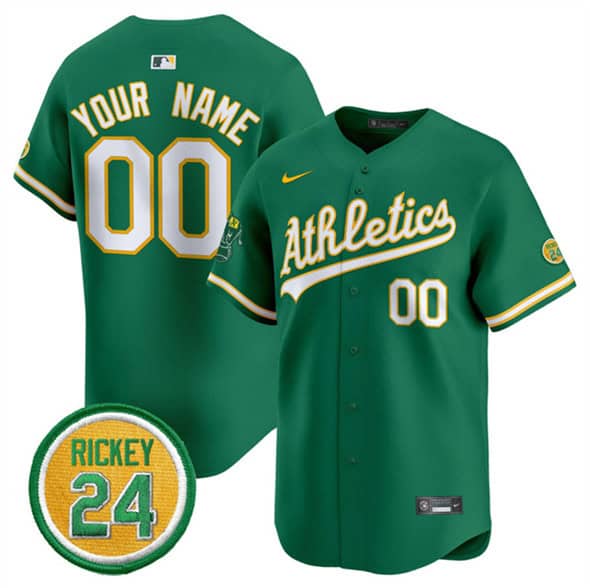 Oakland Athletics Custom Green 2024 Limited With Rickey Henderson Patch Stitched Jersey