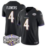 Baltimore Ravens #4 Zay Flowers Black F.U.S.E. 2024 AFC North Division Champions Vapor Limited Jersey