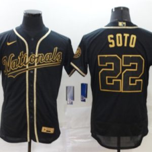 Washington Nationals #22 Juan Soto Black Golden Flex Base Stitched Jersey