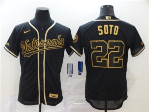 Washington Nationals #22 Juan Soto Black Golden Flex Base Stitched Jersey