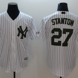 New York Yankees #27 Giancarlo Stanton White Olive Cool Base Stitched Jersey