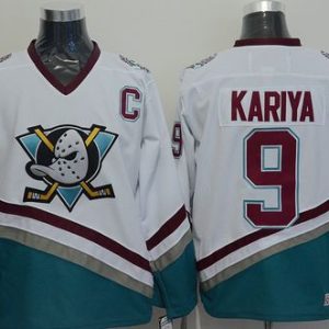Ducks #9 Paul Kariya White CCM Throwback Stitched Jersey
