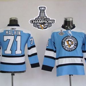 Penguins #71 Evgeni Malkin Blue 2016 Stanley Cup Champions Stitched Jersey
