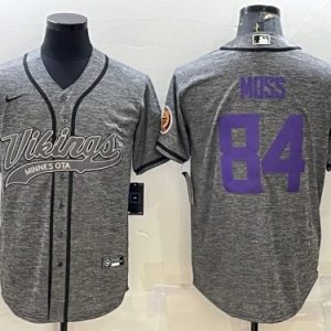 Minnesota Vikings #84 Randy Moss Gray With Patch Cool Base Stitched Jersey