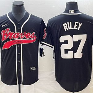 Atlanta Braves #27 Austin Riley Black Cool Base Stitched Jersey
