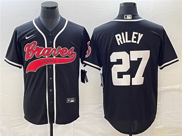 Atlanta Braves #27 Austin Riley Black Cool Base Stitched Jersey