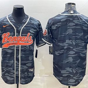 Cincinnati Bengals Blank Gray Camo With Patch Cool Base Stitched Jersey