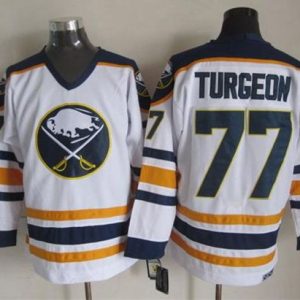 Sabres #77 Pierre Turgeon White CCM Throwback Stitched Jersey