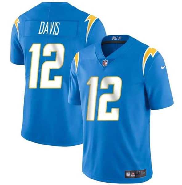 Los Angeles Chargers #12 Derius Davis Blue 2024 Vapor Limited Stitched Jersey