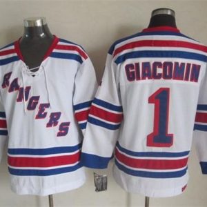 Rangers #1 Eddie Giacomin White CCM Throwback Stitched Jersey