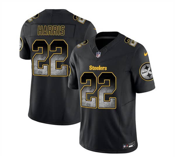 Pittsburgh Steelers #22 Najee Harris Black 2023 F.U.S.E. Smoke Vapor Untouchable Limited Stitched Jersey