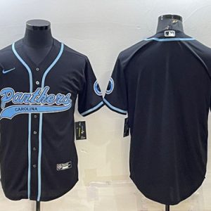 Carolina Panthers Blank Black With Patch Cool Base Stitched Baseball Jersey