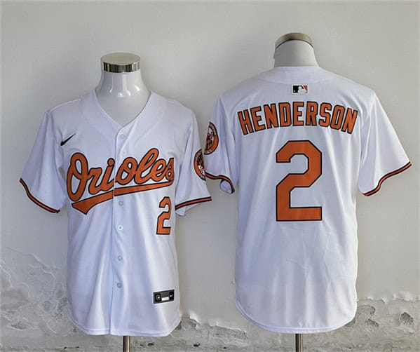 Baltimore Orioles #2 Gunnar Henderson White 2024 With Patch Cool Base Stitched Jersey