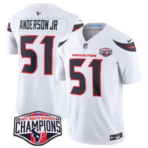 Houston Texans #51 Will Anderson Jr. White F.U.S.E. 2024 AFC South Division Champions Vapor Limited Stitched Jersey