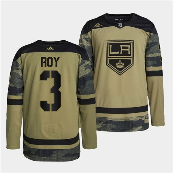 Los Angeles Kings #3 Matt Roy 2022 Camo Military Appreciation Night Stitched Jersey