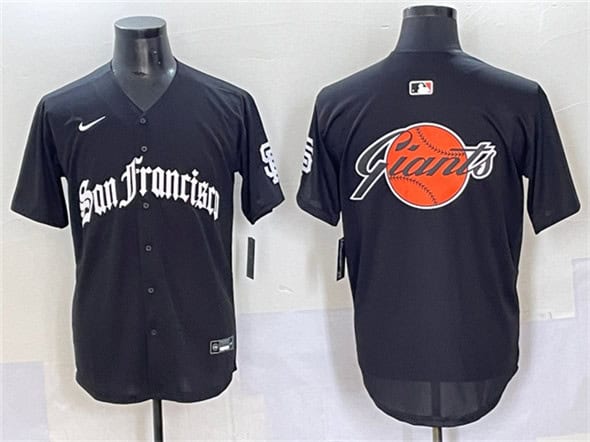San Francisco Giants Team Big Logo Black 'Gothic Fog Edition' Vapor Premier Limited Stitched Jersey