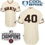 Giants #40 Madison Bumgarner Cream Cool Base W 2014 World Series Champions Patch Stitched Jersey